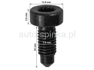 C70639 Śruba M8 x 20 zamka klapy SEAT SKODA VW z gniazdem wielozębnym SPLINE czarny N90931602 N 90931602 909 316 02