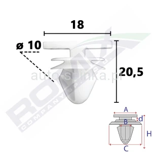 C80166 Spinka 10 tapicerki klapy PEUGEOT 308 1613704380